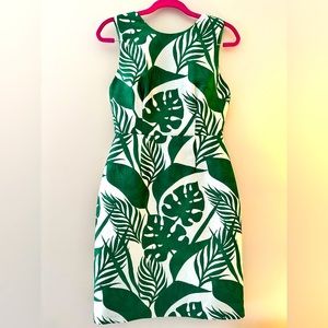 Hutch dress print palms green & white size 4